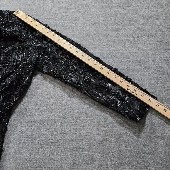 Joan Leslie Talbots Jacket Womens L Petite Black Top Sequins Beads Silk LS Vtg - Picture 5 of 16